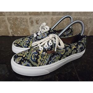 VANS Paisley Floral Blue/Yellow Sneakers Shoes Size 7 Women / Mens Size 5.5 EC